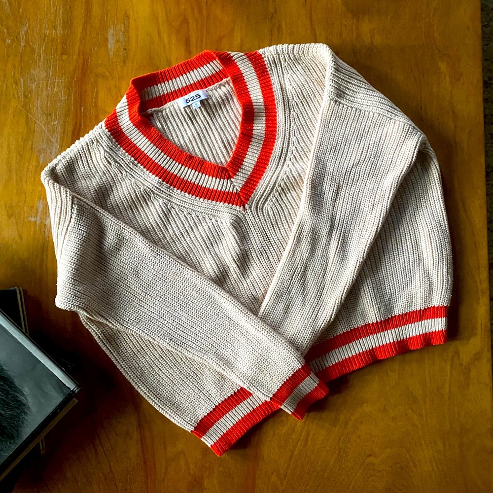 525 America Varsity Sweater with Red Stripe sz Medium